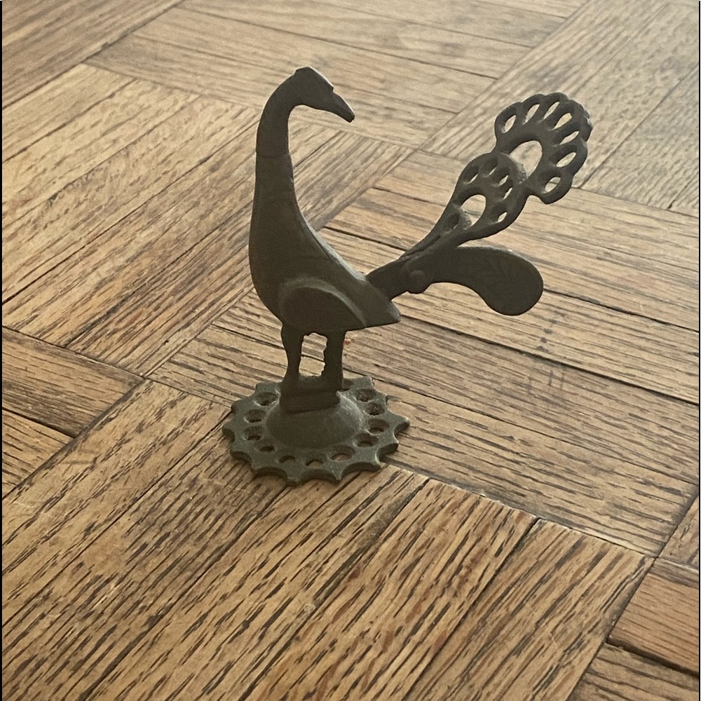 Vintage brass peacock, 3 1/4” tall, 2 3/4” wide